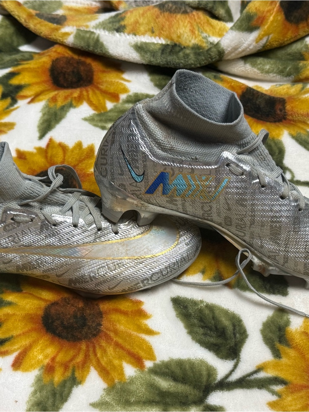 Nike girls  Silver Iridescent High-Top Athletic Shoes - Picture 3 of 10